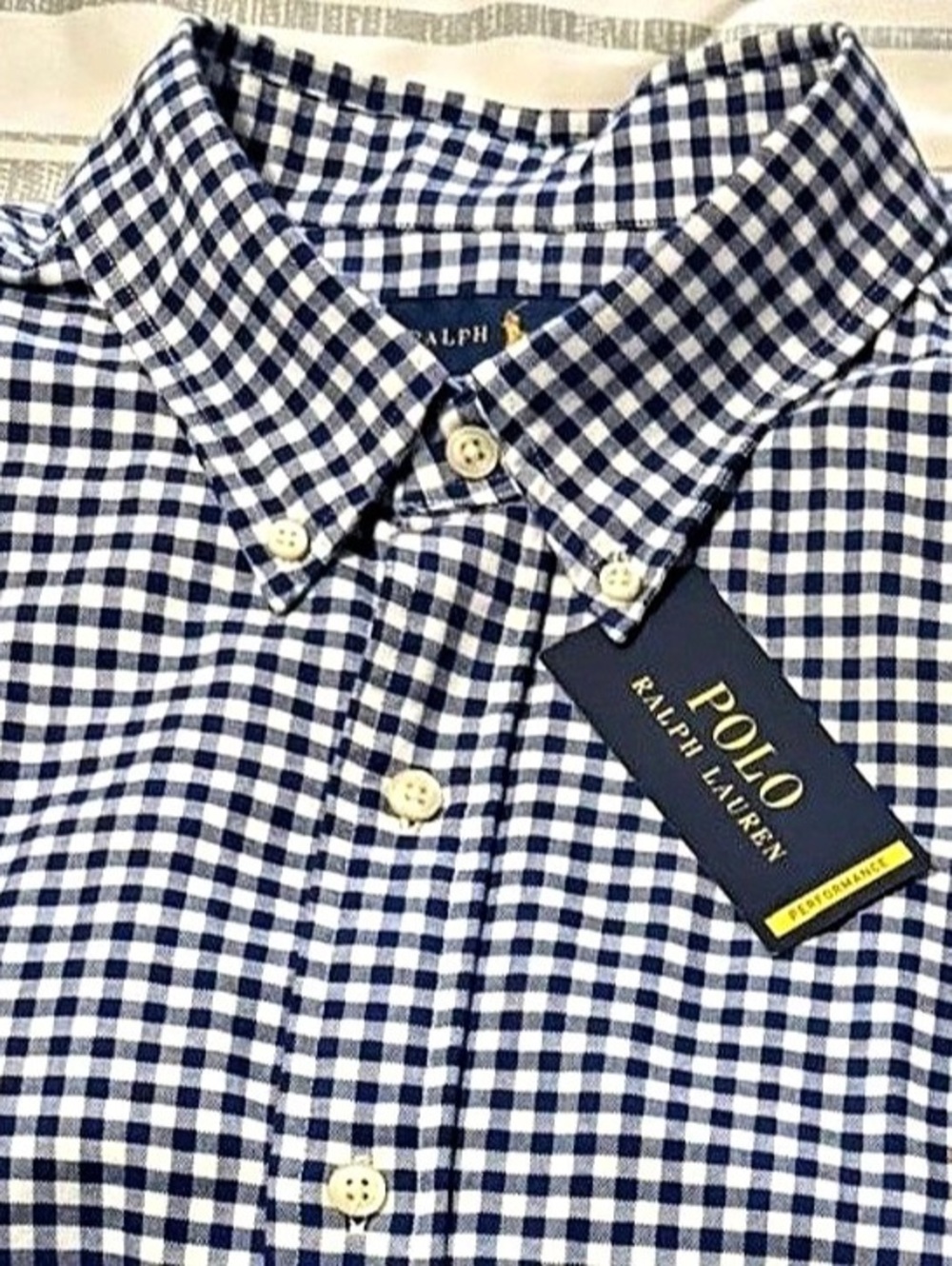 Polo Ralph Lauren Classic Fit Gingham Performance Shirt Blue & White NWT